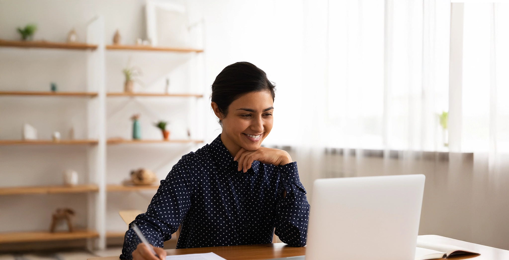 Woman filing her taxes online